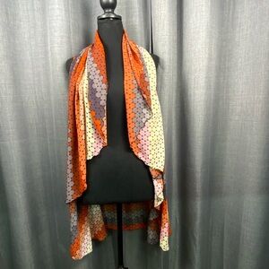 Light Weight Semi-Sheer g Drape Vest Colorful Layering Polka Dot Boho Lagenlook